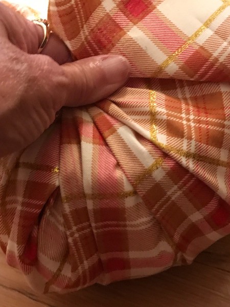 Crafty Toilet Paper Roll Pumpkins  - closeup of pleated fabric