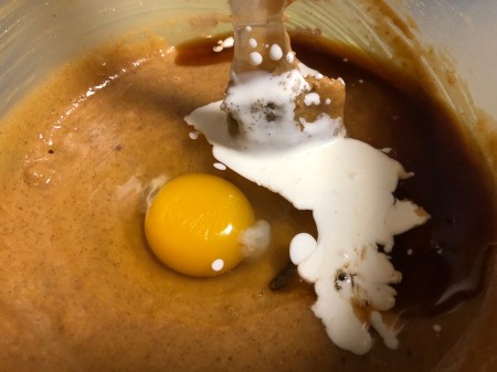 egg & cream added to batter