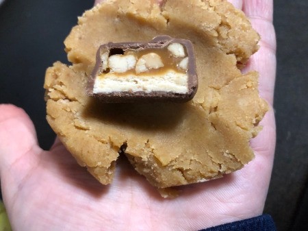 Snickers piece in Cookie dough