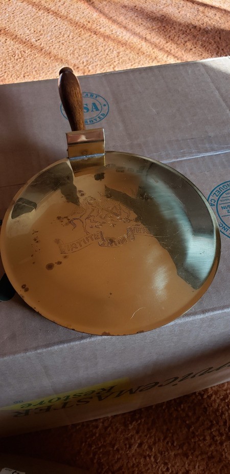 What Is This? - metal flip top round container with wooden handle