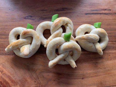 Pretzel Pumpkins - 4 finished pumpkins