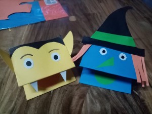 Halloween Hand Puppet - a witch and a vampire paper hand puppet