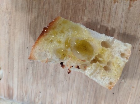 olive oil on baguette