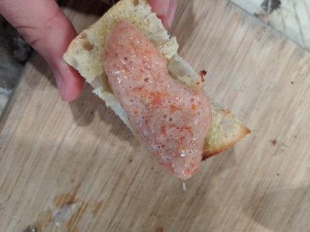 Tomato puree on bread