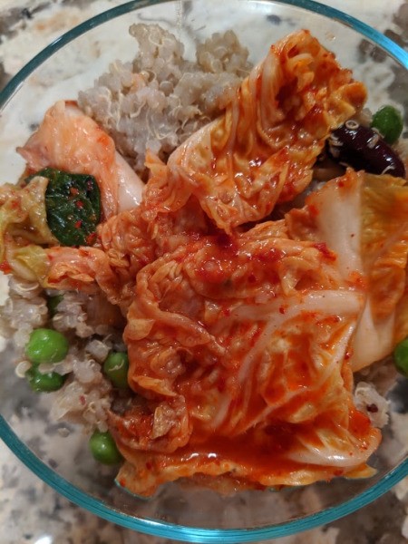 plate of Kimchi Mushroom/Pea Quinoa Mix