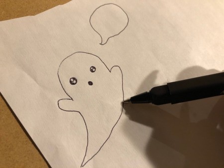 You're My Boo Card - draw a ghost and a speech bubble onto white paper