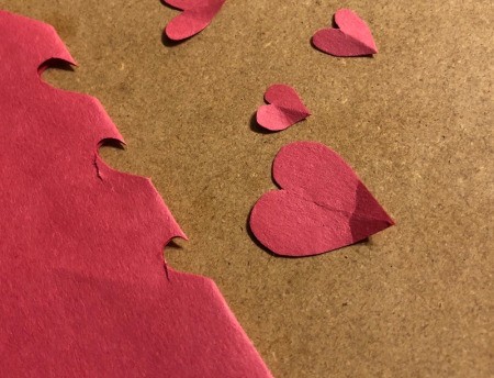 You're My Boo Card - fold red paper in half and cut out hearts in different sizes