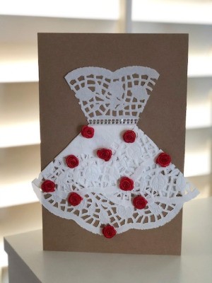 Finished kraft paper card with bridal dress