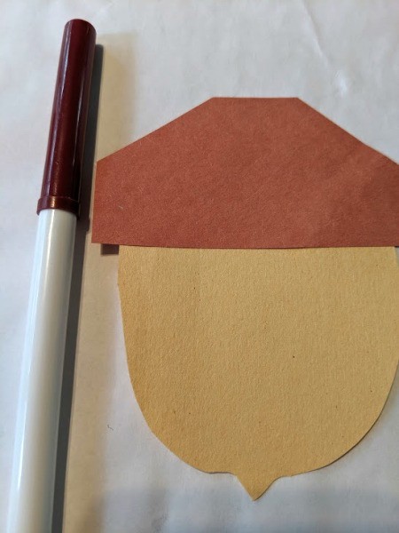 Paper Acorn Kids' Craft - glue acorn pieces together