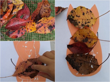 Kid's Fall Owl Decor Craft - stick on fall leaves