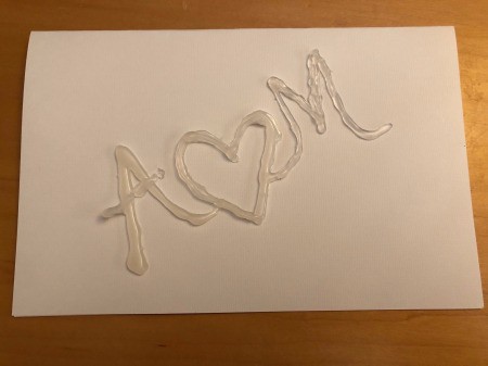 Hot Glue & Watercolor Anniversary Card - stuck to the card