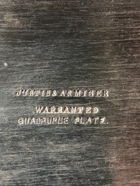 Information on Justis and Armiger Silver Plate Covered Dish