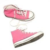 A pair of pink Converse high tops.