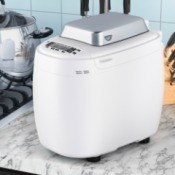 Bread maker on a counter.
