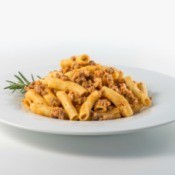 A macaroni dish with a hearty meat sauce.