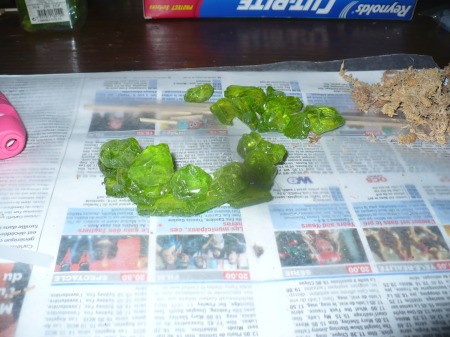 Recycled Glass Light Fixture Terrariums - decorative green rock wall