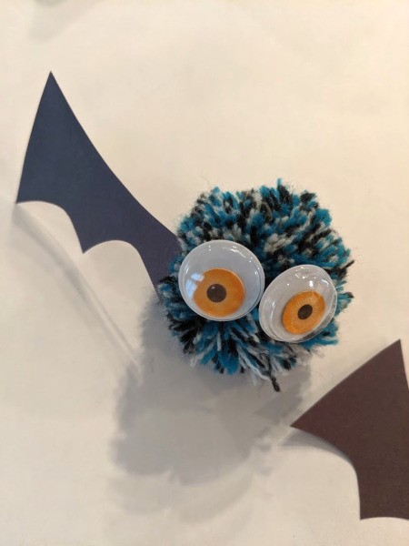 Pom Pom Bat Decoration - glue wings on