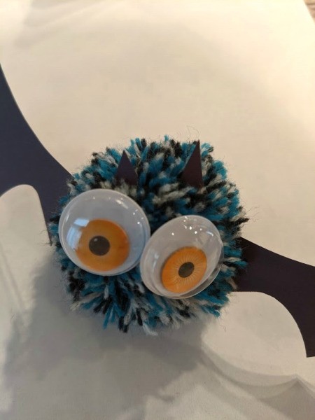 Pom Pom Bat Decoration - glue ears in place