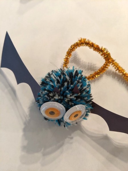 Pom Pom Bat Decoration - wrap the pipe cleaner around the pom pom