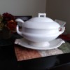 Value of a Homer Laughlin Soup Tureen - white tureen with lid, ladle, and base dish
