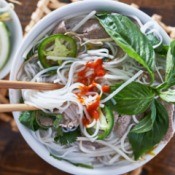 A bowl of Asian noodle soup.