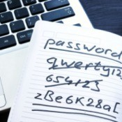 A list of passwords with old ones crossed out.