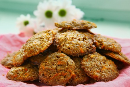 A plate of homemade carrot cookies.