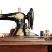 A vintage Singer sewing machine.