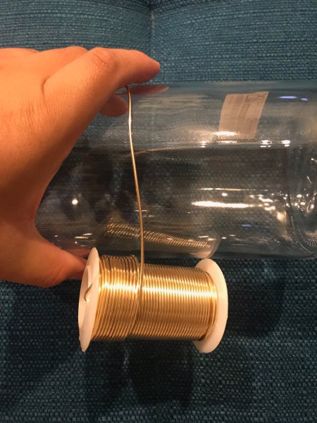 Wire Pumpkin - begin wrapping the wire around a jar