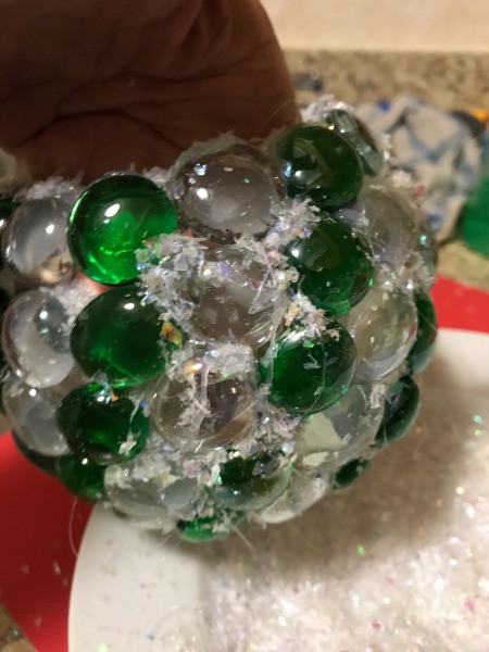 Christmas Lighted Bowl - snow between the gems
