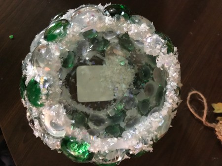 Christmas Lighted Bowl - dipped rim