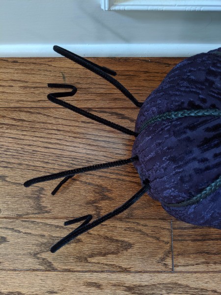 Witch Spider Pumpkin Home Decor - looking down on 4 legs in place