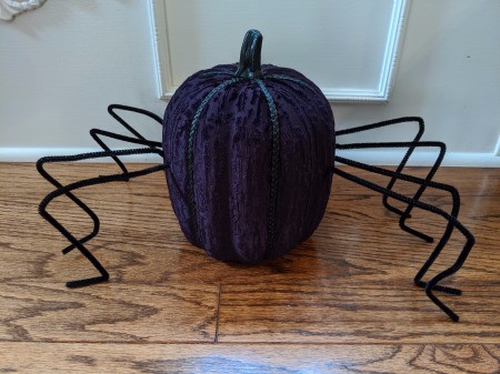 Witch Spider Pumpkin Home Decor - all legs in place and bent to look like spider legs