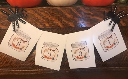 Halloween Boo! Banner Using Free Printables - ready to hang