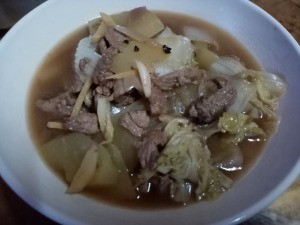 Sweet Beef and Vegetable Soup in bowl