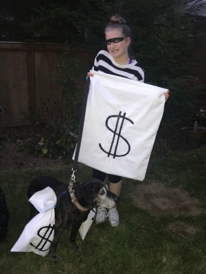 Easy Burglar Costume - burglar and her dog