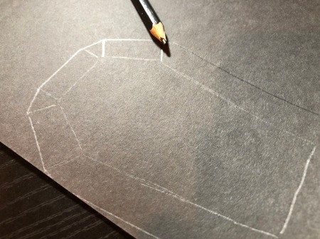 Paper Coffin Treat Boxes - trace the coffin template including fold lines