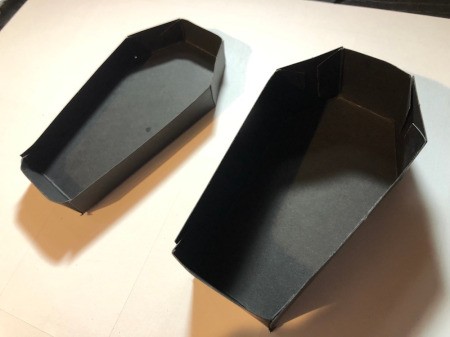 Paper Coffin Treat Boxes - finished base and lid