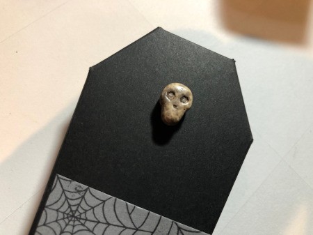 Paper Coffin Treat Boxes - tape on a skull