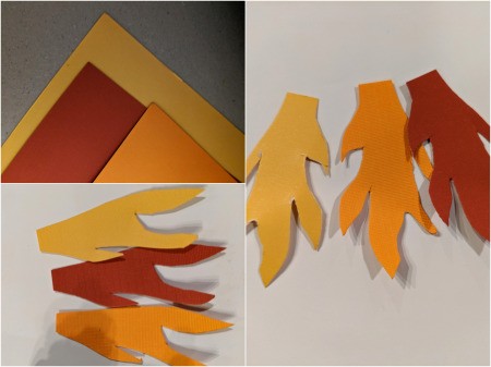 Dragon Pumpkin Decoration  - cut flames from orange, red, and yellow paper