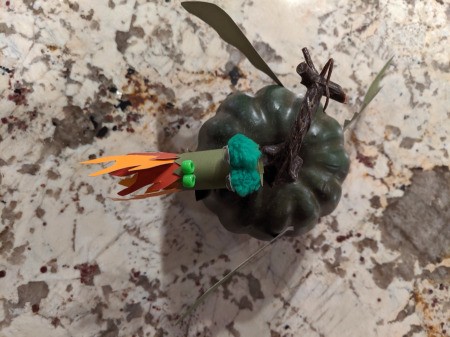Dragon Pumpkin Decoration - looking down on finished dragon