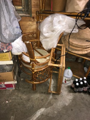 Value of Vintage Ritts Tropitan Bamboo Furniture
- furniture partially covered with plastic tarp