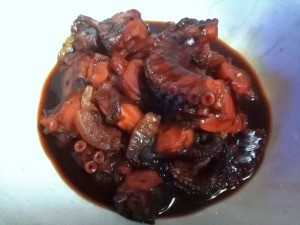 Octopus in Sprite in bowl