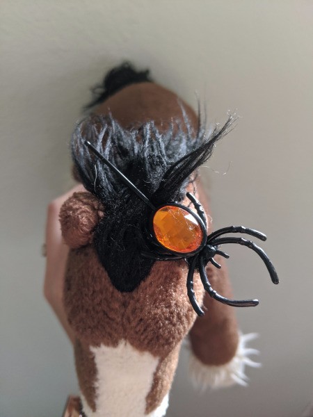 Halloween Hair Accessories - spider bobby pin in a toy horse's mane