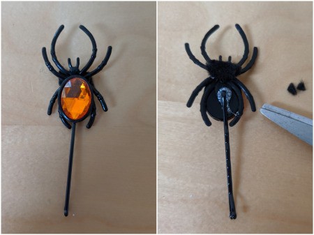 Halloween Hair Accessories - attach a bobby pin, view of front and back