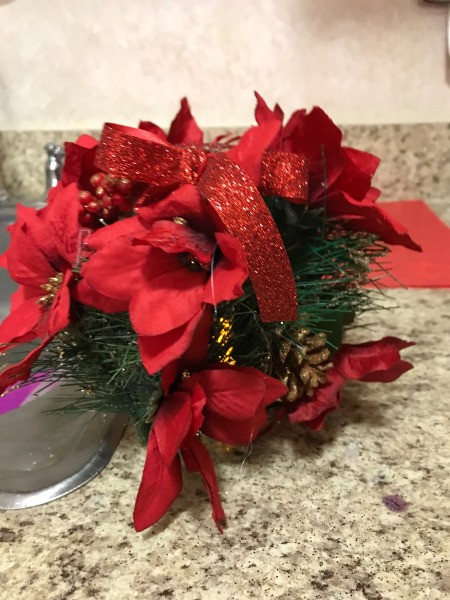 Christmas Decorated Lighted Jars - jar with all decorations in place