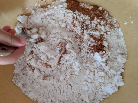 mixing dry ingredients in bowl