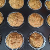 baked Pumpkin Apple Muffins in tin