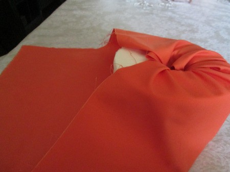 No Sew No Glue Fabric Pumpkin - tuck one end into the center
