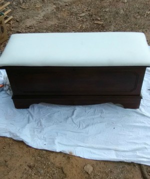 Information on a Lane Cedar Chest - dark wood chest with white padded top